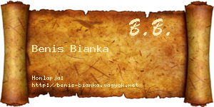 Benis Bianka névjegykártya